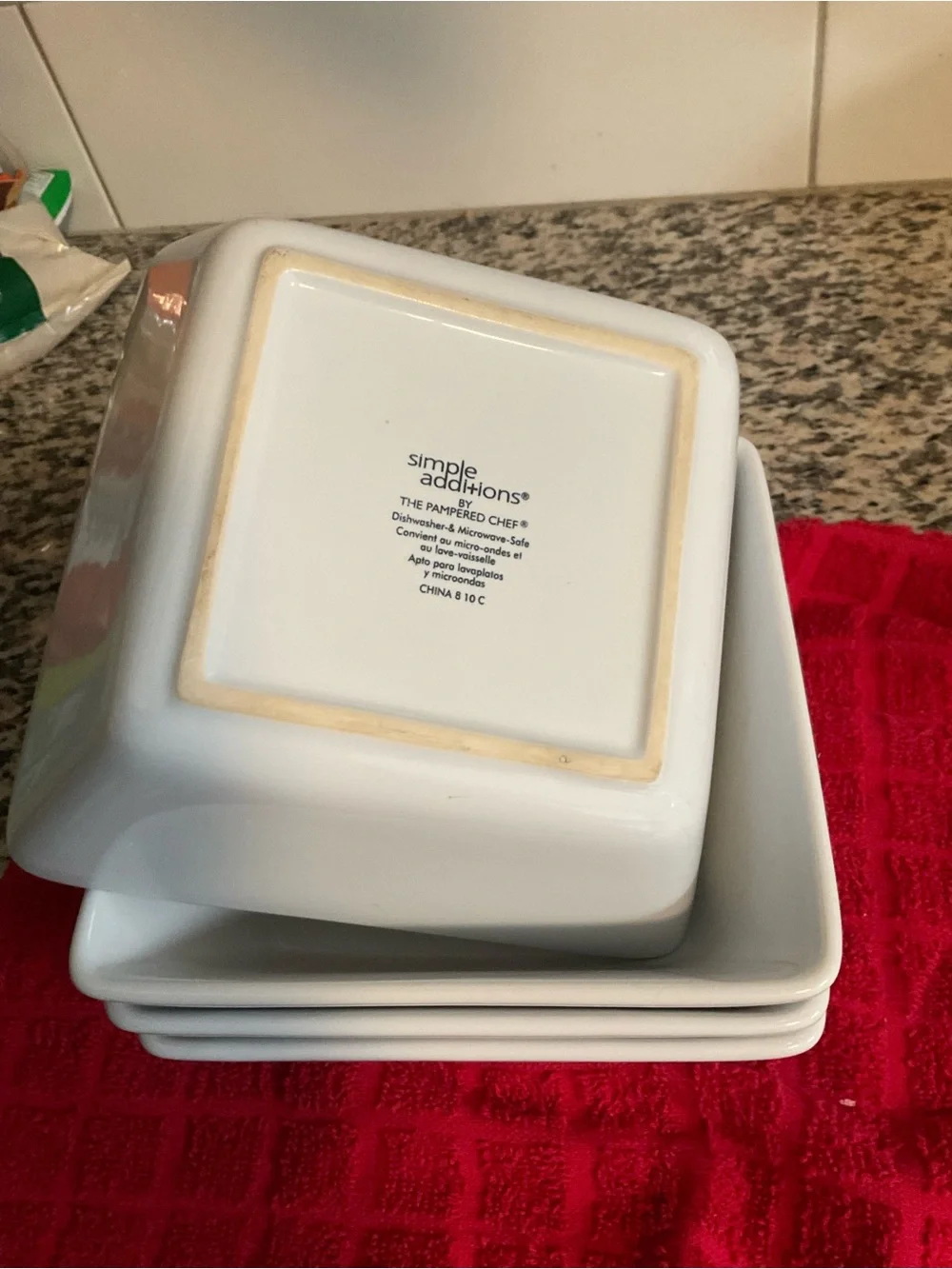 The Pampered Chef White Square Ceramic Bowls & Plates Set
